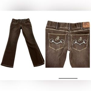 Goode Rider equestrian brown denim jeans with embroidered horse bits size 30